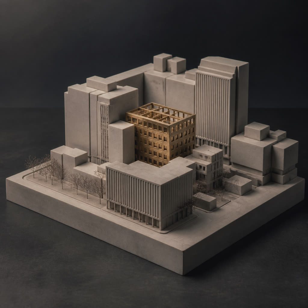 AI-generated architectural city study